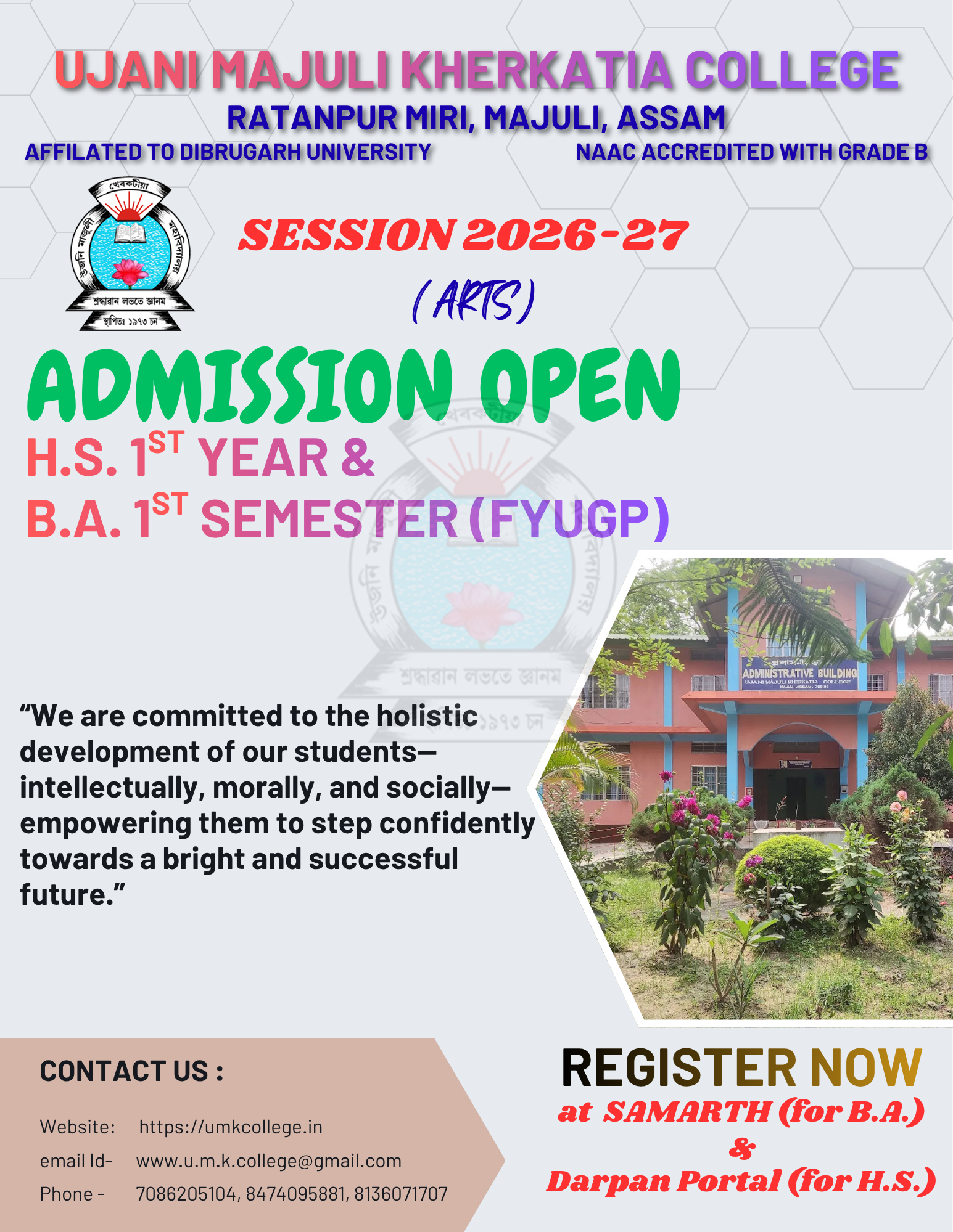 For Admission 2026 27